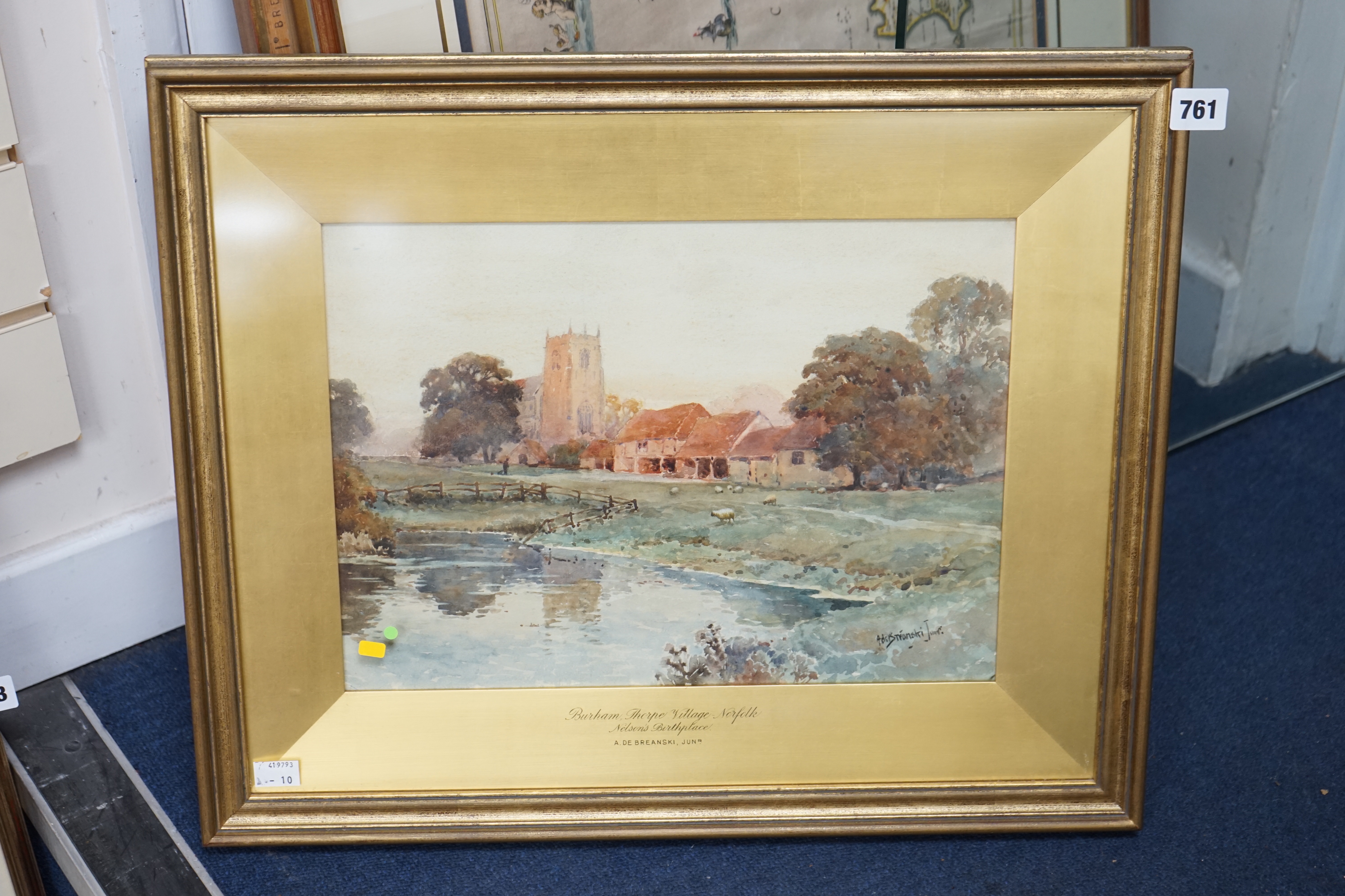 Alfred Fontville de Breanski Jn (1877-1957), watercolour, ‘’Burnham Thorpe Village, Norfolk - Nelson’s Birthplace’’, signed, 27 x 38cm Please note this lot attracts an additional import tax of 5% on the hammer price